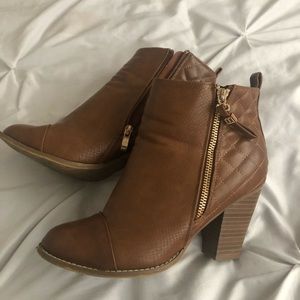 Brown Heeled Zipup Booties